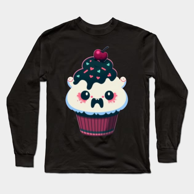 Kawaii Evil Cupcake Long Sleeve T-Shirt by Pixy Official